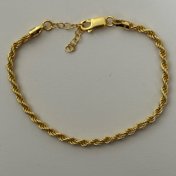 Other - Rope chain 925 silver bracelet unisex 18k yellow gold plated